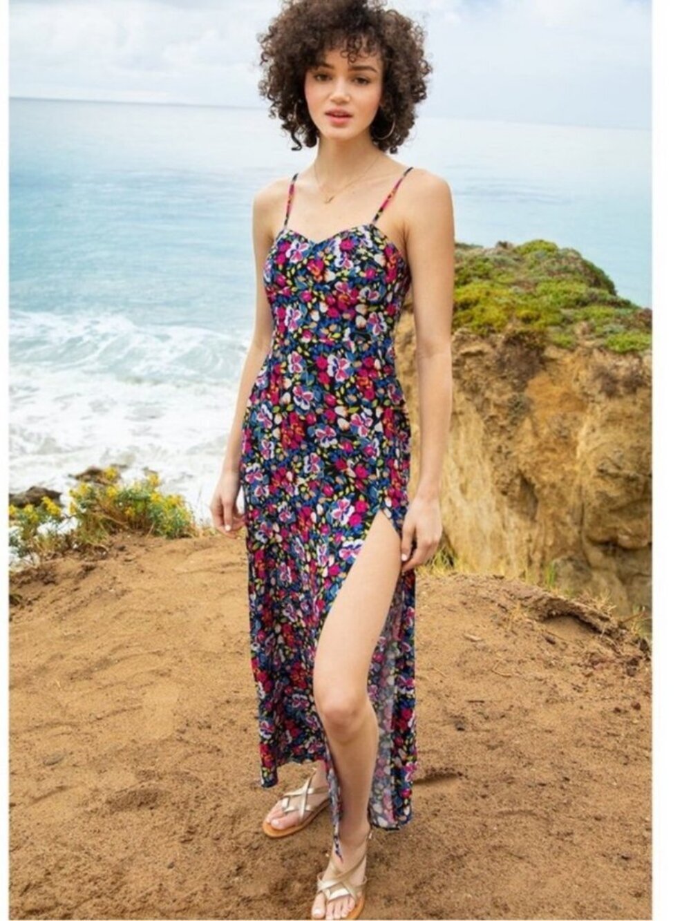 Yumi Kim Last Dance Floral Maxi Dress in Westchester Black size 2